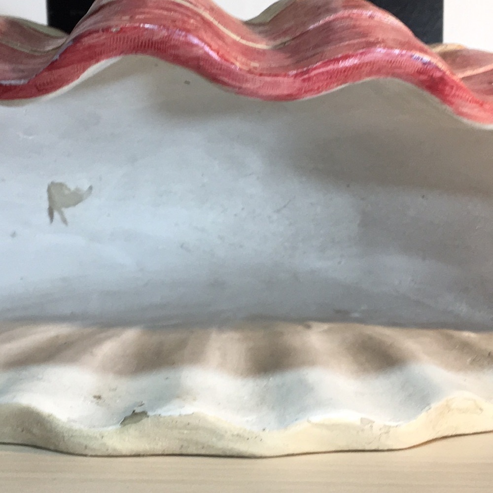 Vintage Large Plaster Shell Planter For Wall Coastal Nautical Beachy Home Decor - Picture 7 of 17